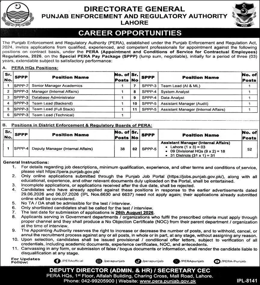 Advertisement for PERA Jobs 2026