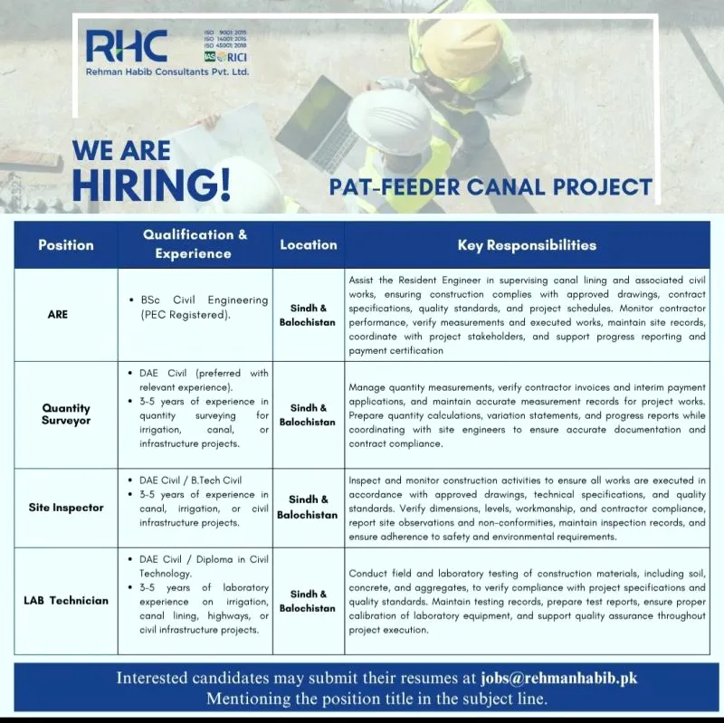 Rehman Habib Consultants RHC Jobs